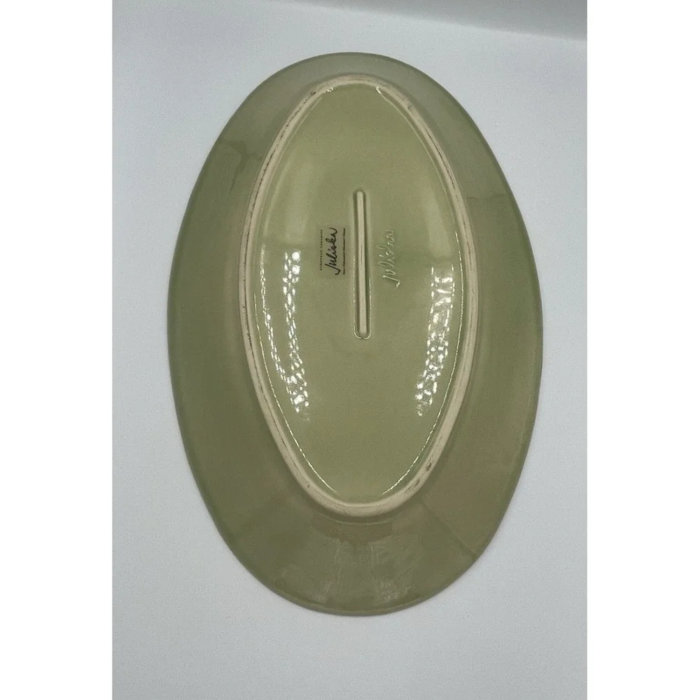 NEW JULISKA Berry & Thread Pistachio Green Oval Serving Platter 17 3/4